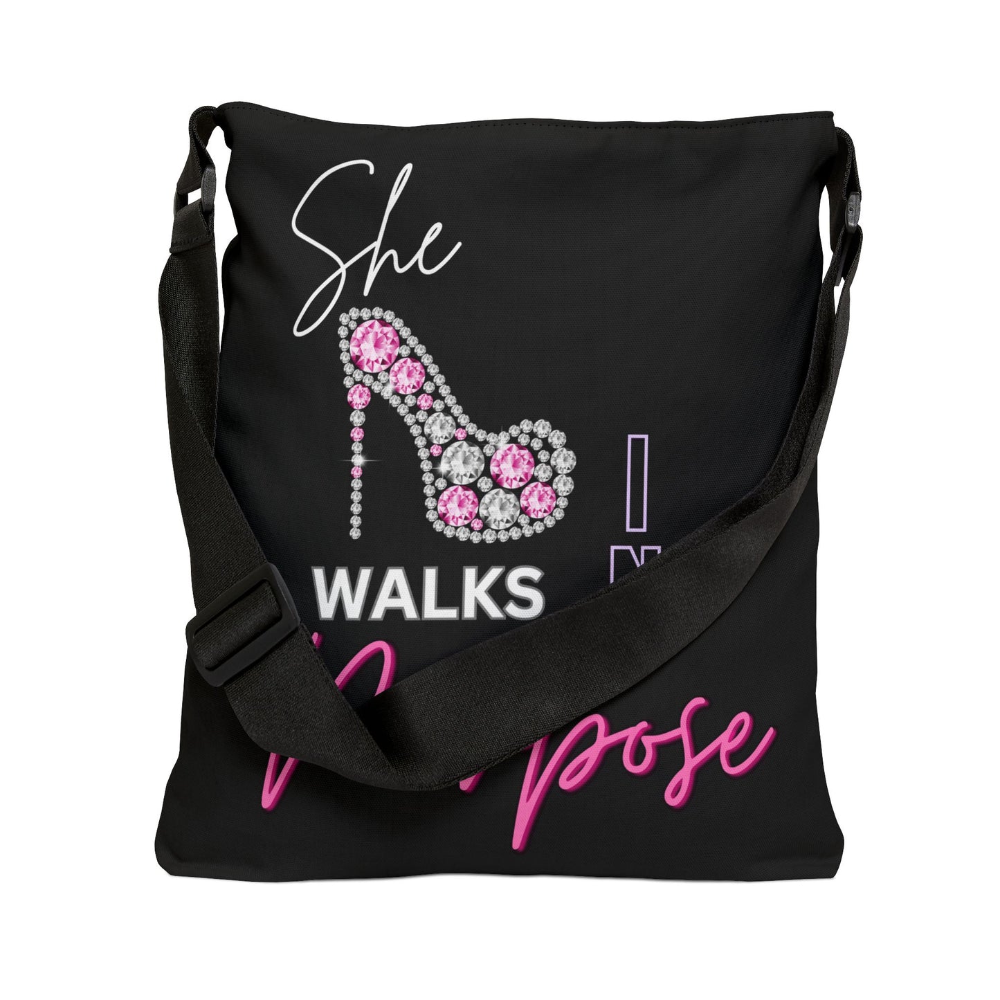 Adjustable Tote Bag - She Walks in Purpose High Heel Christian God's Design
