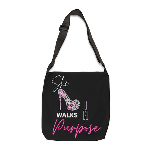 Adjustable Tote Bag - She Walks in Purpose High Heel Christian God's Design